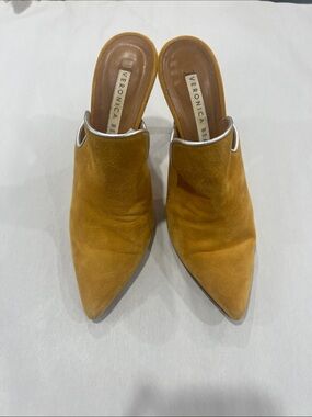 Veronica Beard Ochre Suede Pointed Toe Slip-On Mules